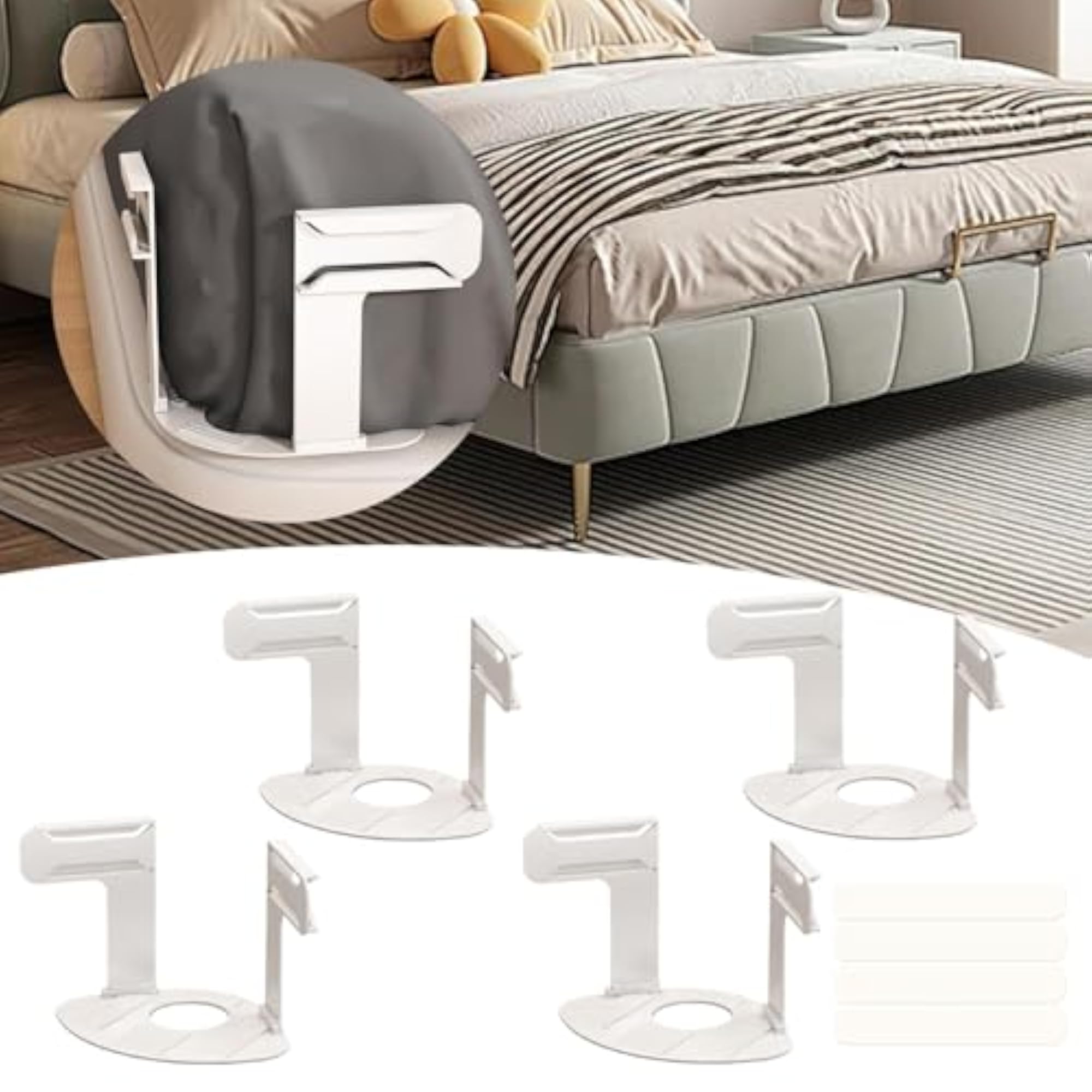 4Pcs Bed Sheet Holders Clips Trendy Versatile Grippers for Full Bedroom Dorm